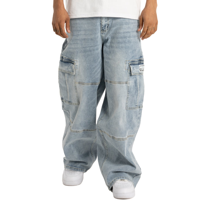 Pro Club Men's Heavyweight Baggy Fit Denim Cargo Pant (INSEAM 31.5) image 1