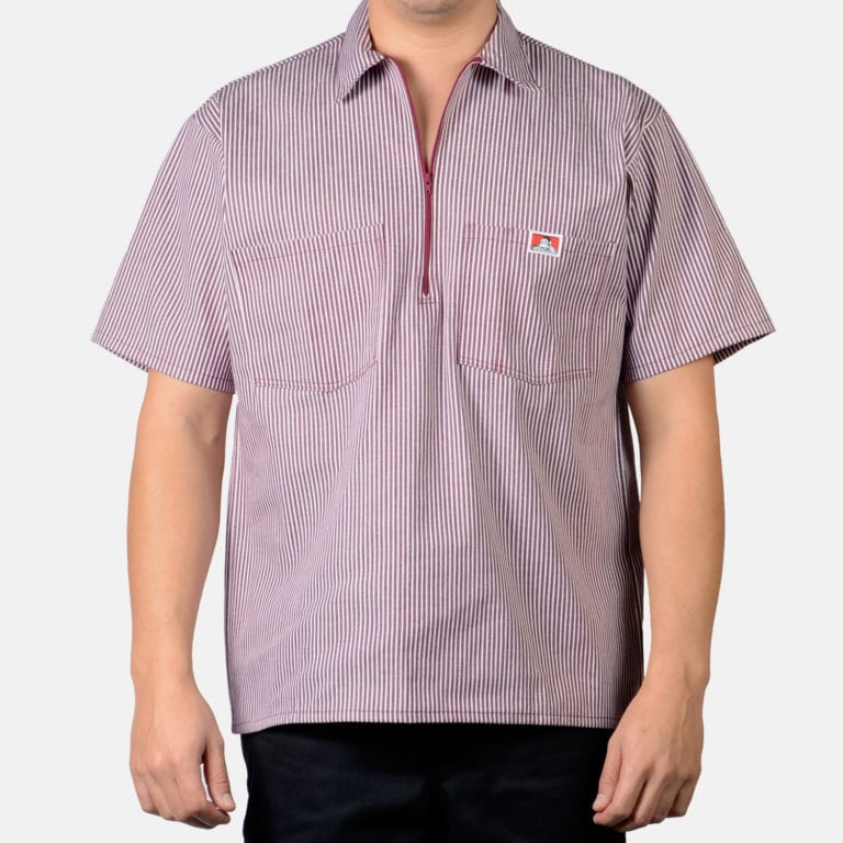Ben Davis 1/2 Zip Short Sleeve (Stripe) Work Shirt