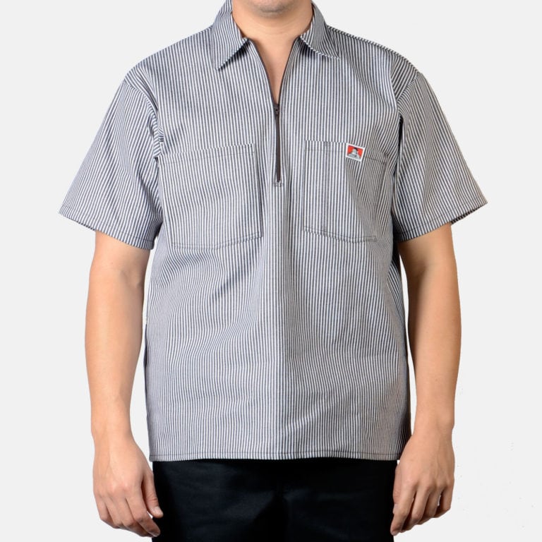 Ben Davis 1/2 Zip Short Sleeve (Stripe) Work Shirt