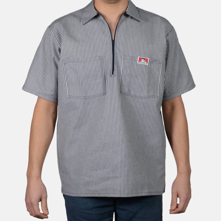 Ben Davis 1/2 Zip Short Sleeve (Stripe) Work Shirt