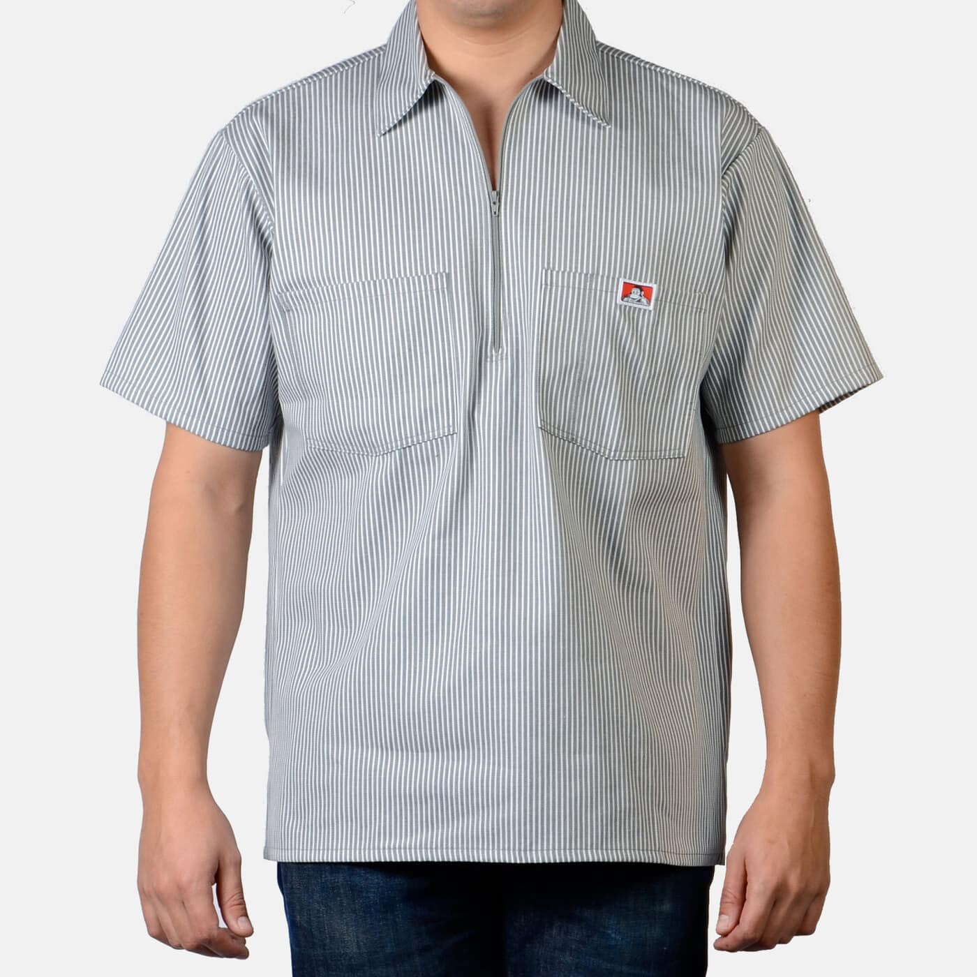 Ben Davis 1/2 Zip Short Sleeve (Stripe) Work Shirt