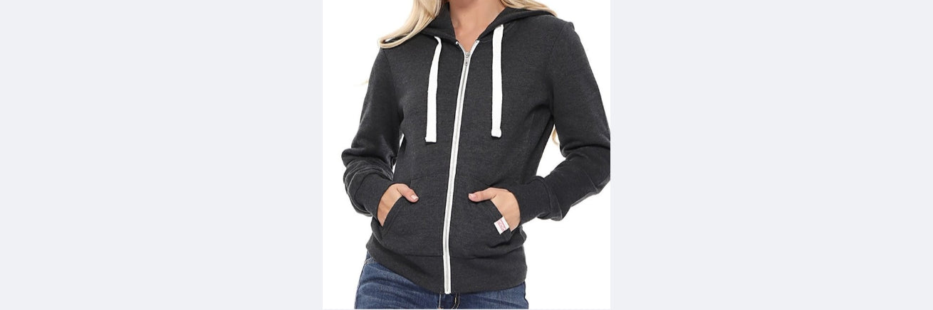 Reflex Women's Solid Fleece Zip-up Hoodie Jackets With Pockets image 1