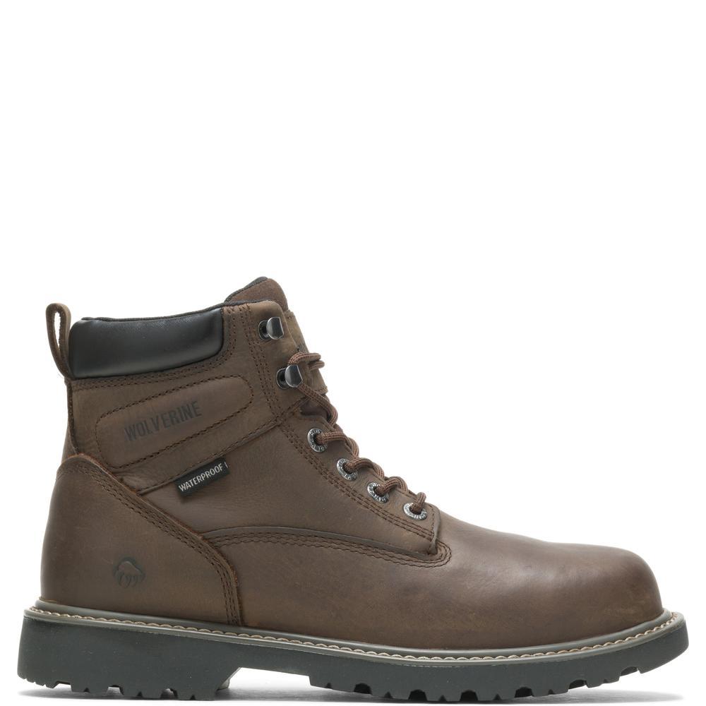 WOLVERINE MEN'S FLOORHANDS WATERPROOF STEELTOE "6IN" WORK BOOTS (DK BROWN)