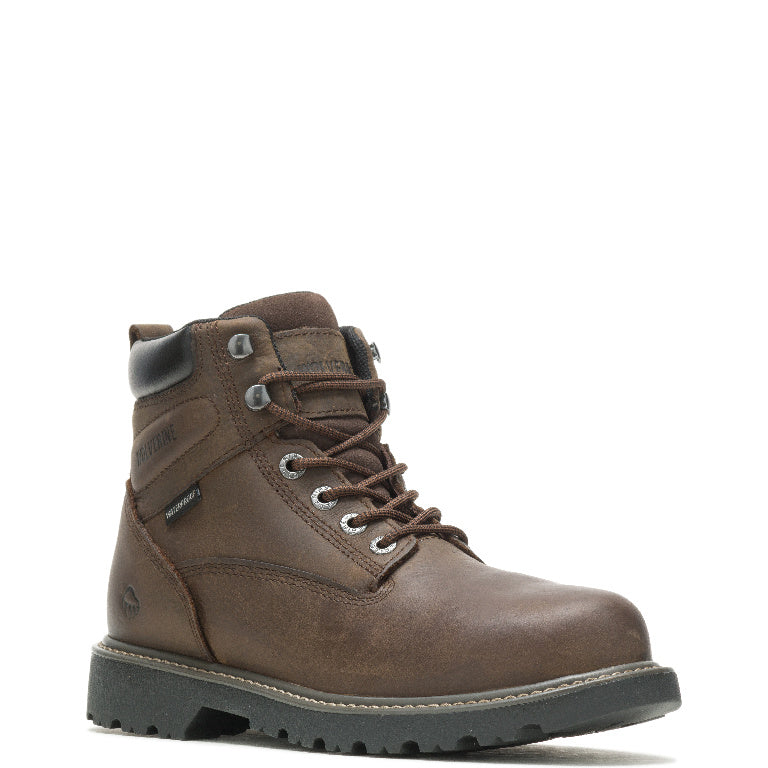 WOLVERINE MEN'S FLOORHANDS WATERPROOF STEELTOE "6IN" WORK BOOTS (DK BROWN)
