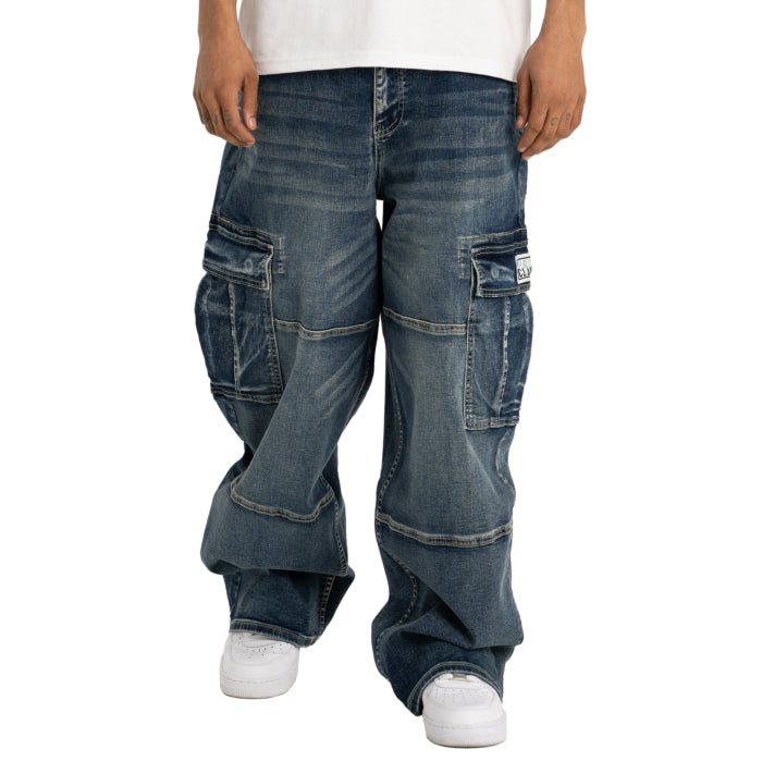 Pro Club Men's Heavyweight Baggy Fit Denim Cargo Pant (INSEAM 31.5) image 0